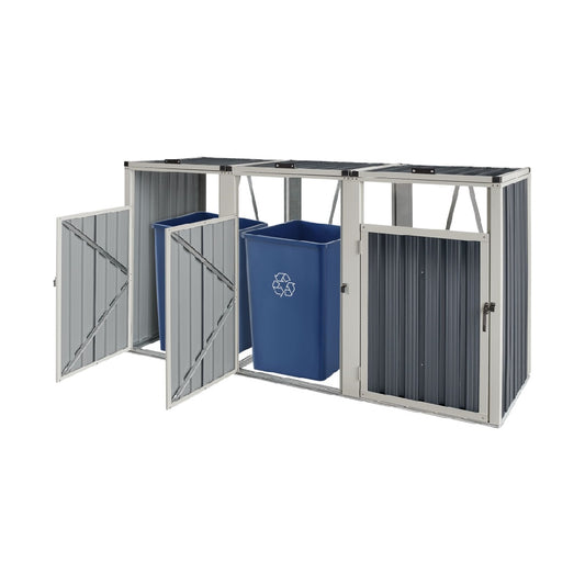 Recycling Bin Storage Unit for Outdoor Use Made of Metal - 200 x 70 x 100